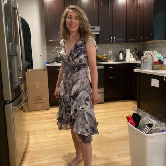 Black and white dyed silk dress by Carlos Meile - Picture 5 of 5